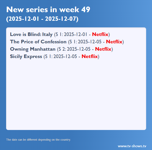 Neue Serien 2025 KW 49